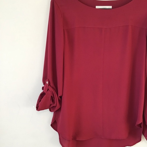 LOFT - Red long sleeve blouse scoop neck - Picture 4 of 8